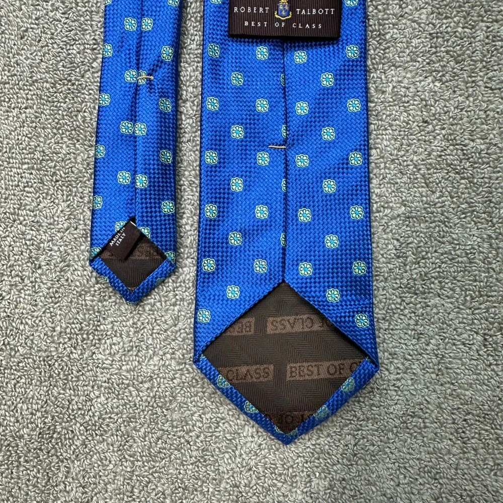 Robert Talbott Best of Class Silk Tie Blue Green Floral Medallion Made in Italy